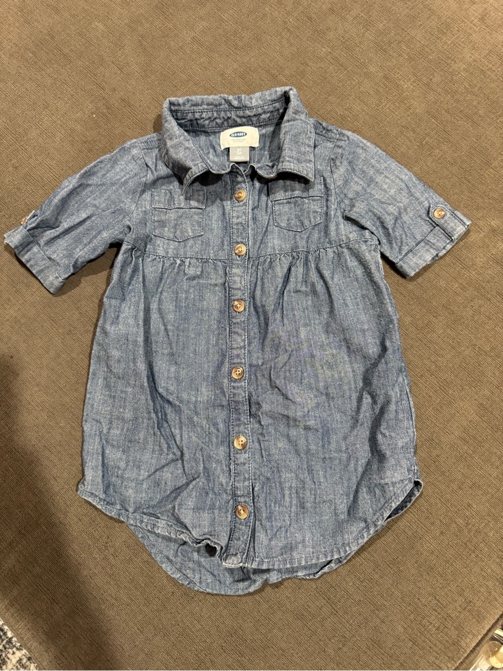 Old Navy Blue Chambray Button-Front Kids Shirt